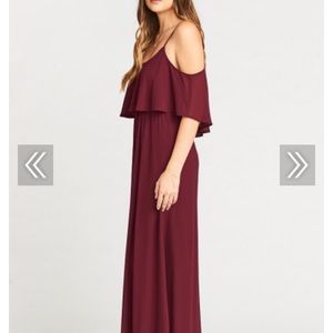 Caitlin Ruffle Maxi Dress (Merlot Chiffon)
